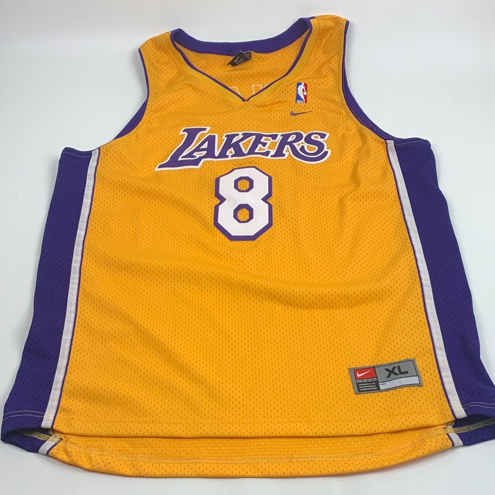 Nike Kobe Bryant Lakers 8 Jersey Purple Gold Embroidered Basketball NBA XL NEW